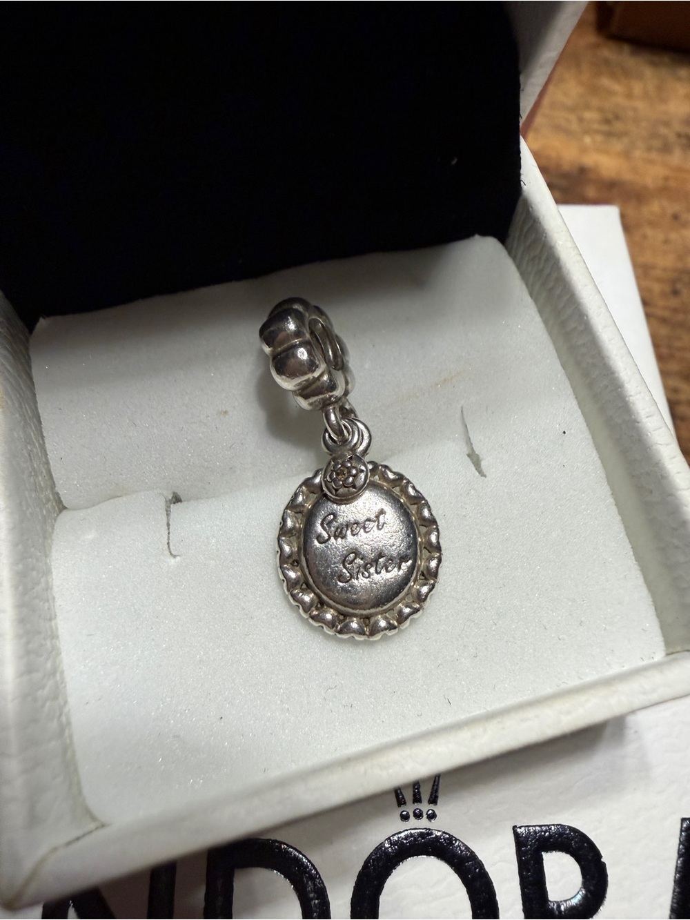 Pandora Retired Sweet Sister Dangle Charm S925 ALE Sterling Silver